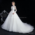 The latest and special luxury ivory white high neck sexy lace long sleeve beaded white dress wedding